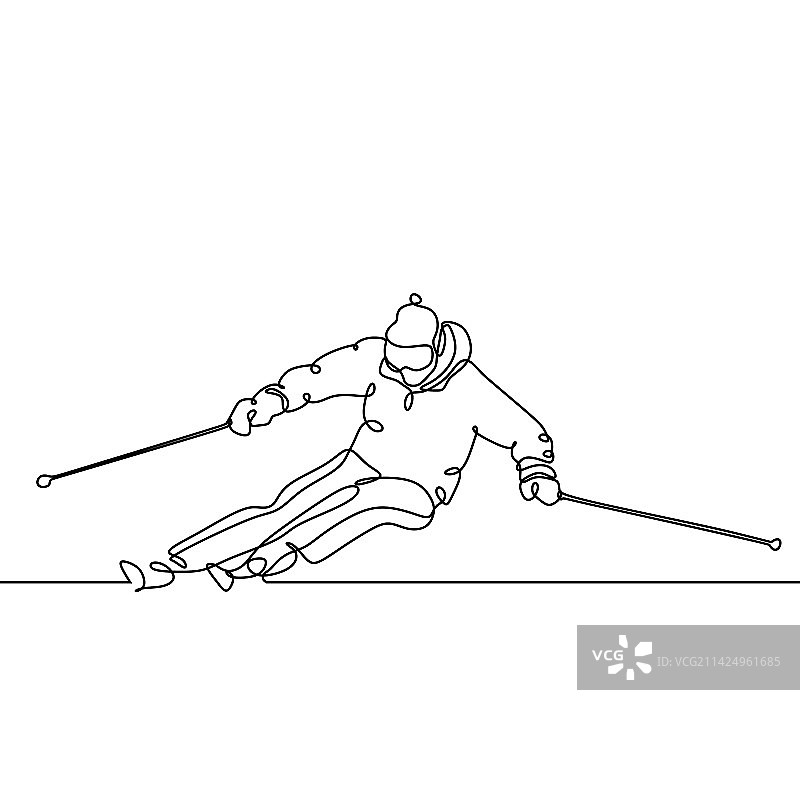 单线画滑雪运动员简约风图片素材