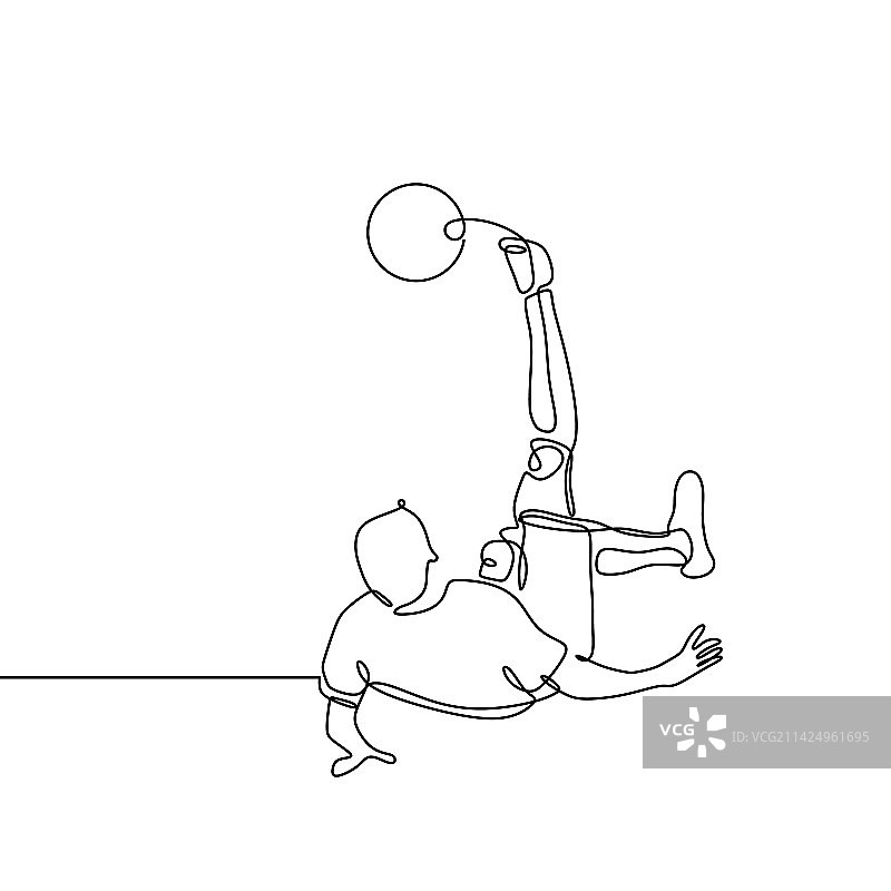 足球运动员连续线条画图片素材