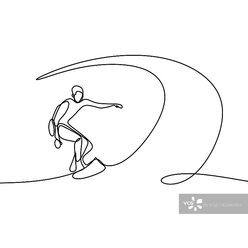 夏季单线冲浪者绘画图片素材