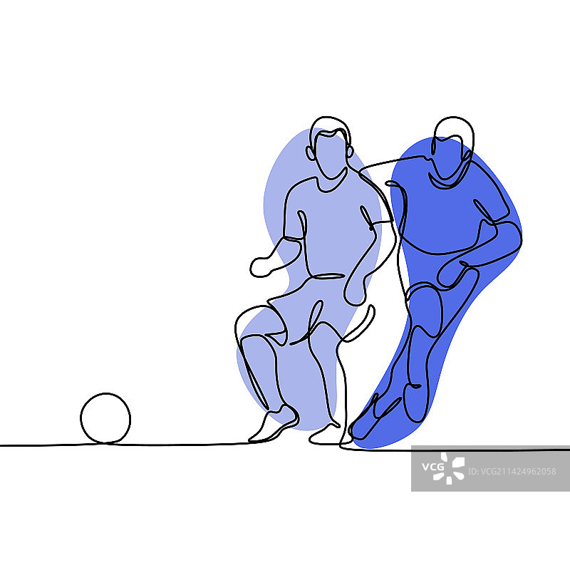 奔跑的足球运动员连续线条画图片素材