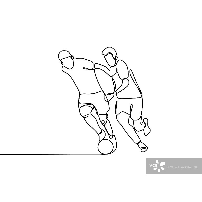 奔跑的足球运动员连续线条画图片素材