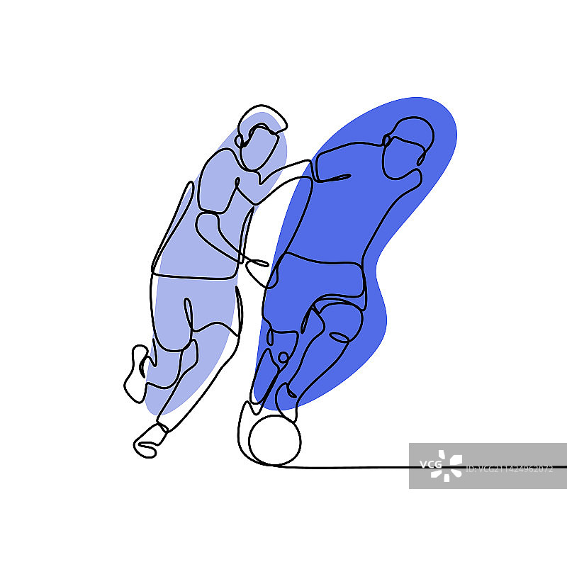 奔跑的足球运动员连续线条画图片素材