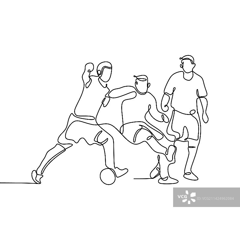 奔跑的足球运动员连续线条画图片素材