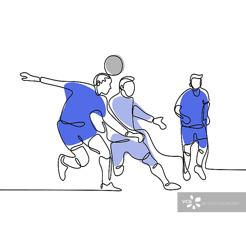 奔跑的足球运动员连续线条画图片素材