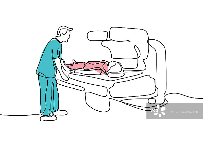 放射科医生肖像连续线条画图片素材