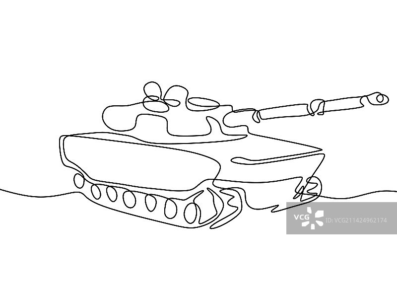 坦克连续线条画图片素材