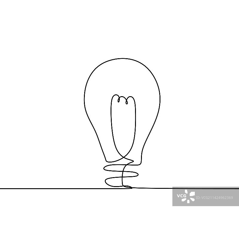 灯泡连续线条极简绘画图片素材
