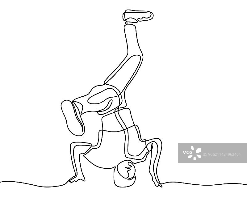 人物霹雳舞单线连续画图片素材