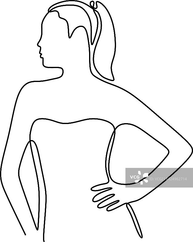 可爱女孩面部连续线条画图片素材