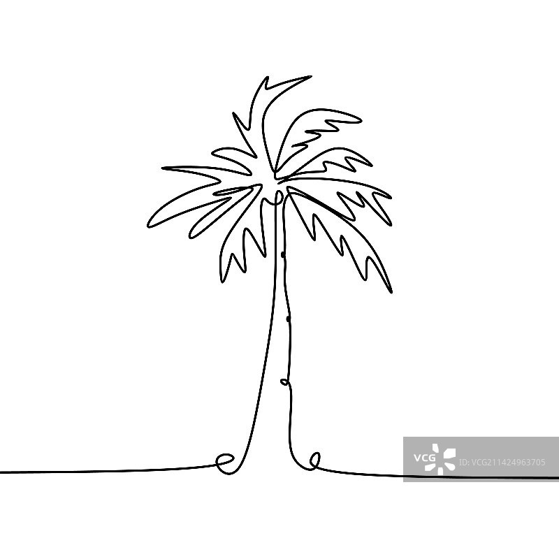 连续的椰子树线条图片素材