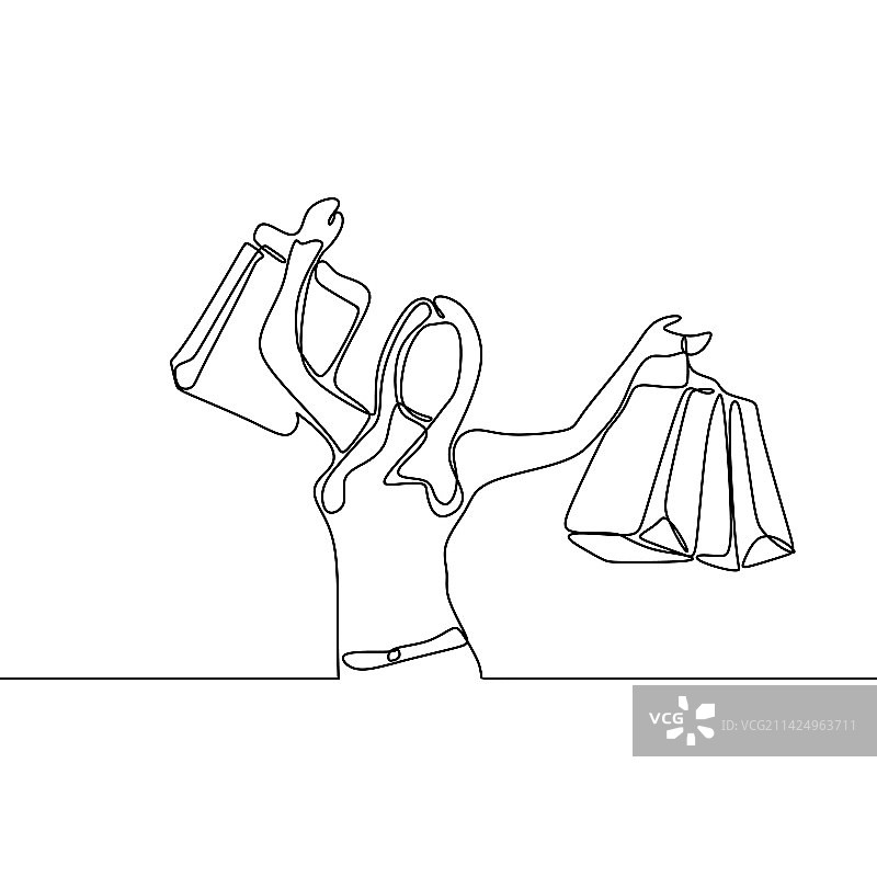 连续线条绘画：时尚女性图片素材