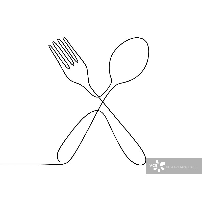 餐厅标志刀具连续单线画图片素材