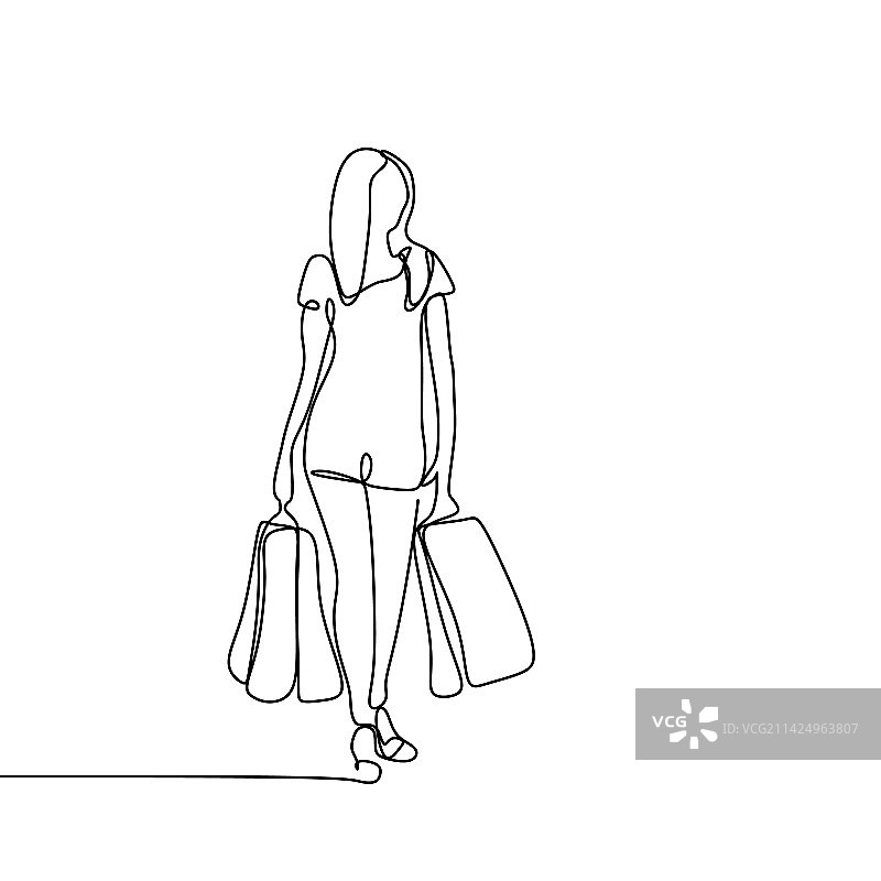 连续线条绘画：时尚女性图片素材