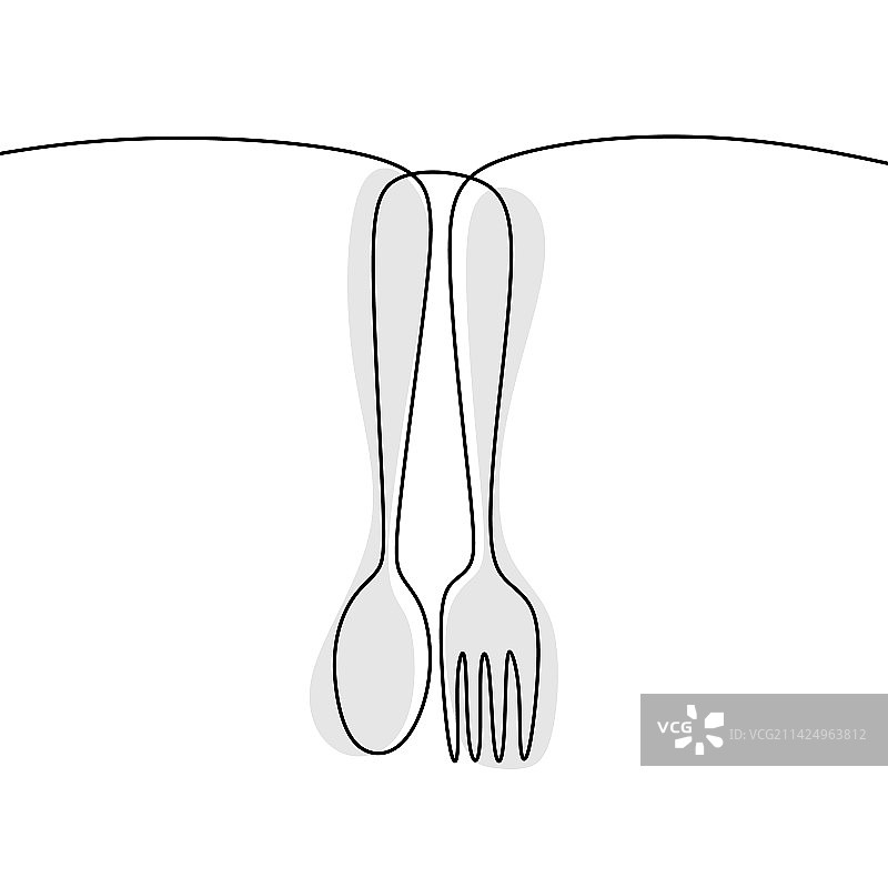 餐厅标志刀具连续单线画图片素材