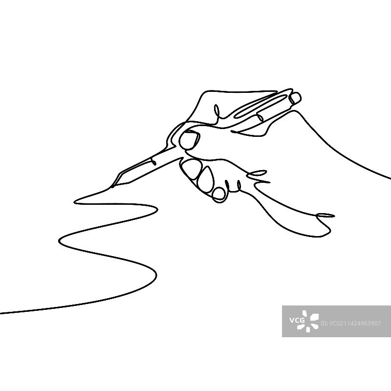 手掌手指单线连续画图片素材