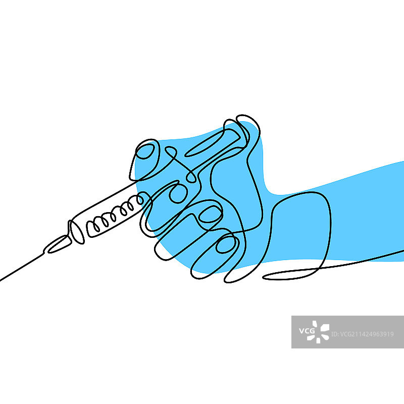 注射符号的连续线条画图片素材