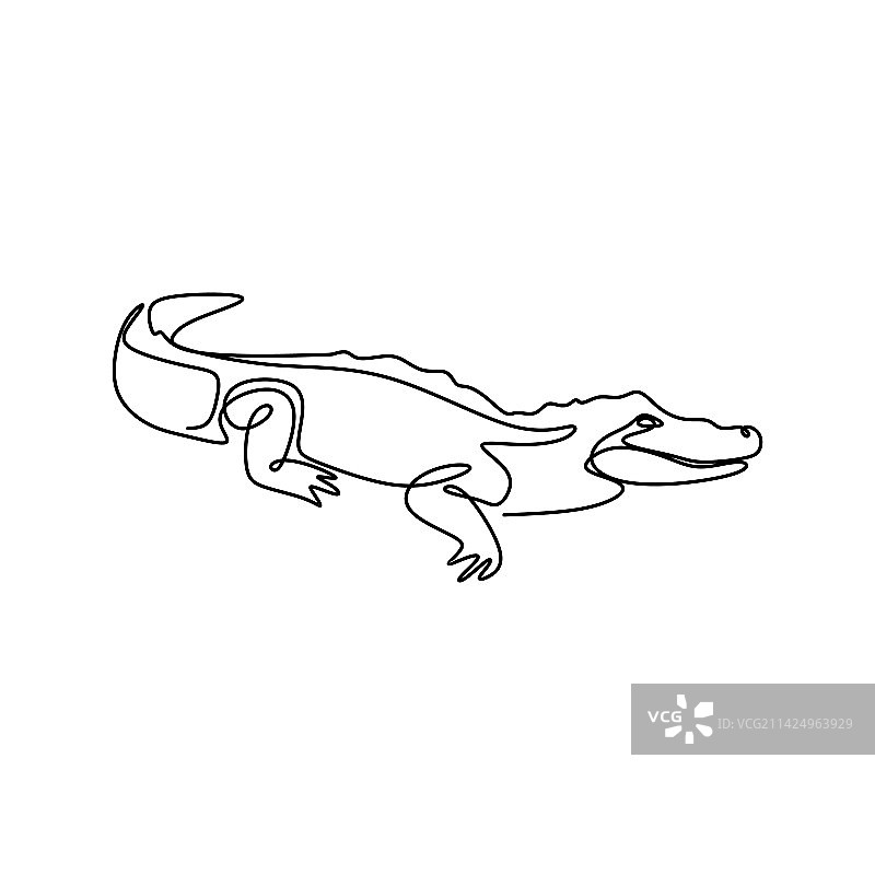 极简动物鳄鱼连续线条图片素材