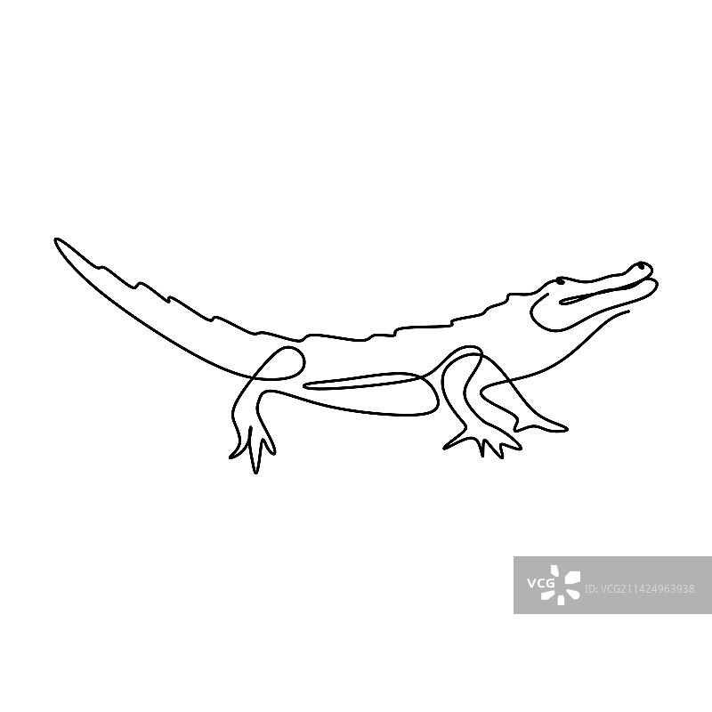极简动物鳄鱼连续线条图片素材
