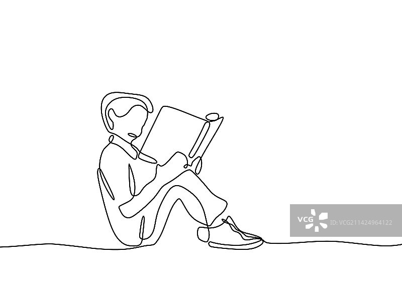 单线条儿童阅读书籍图片素材