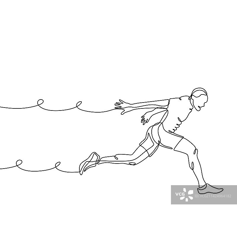 奔跑的男人极简连续线条画图片素材