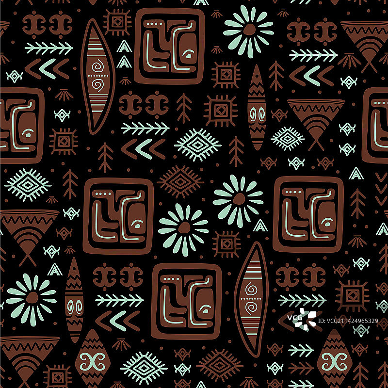 手绘部落阿兹特克民族图案图片素材