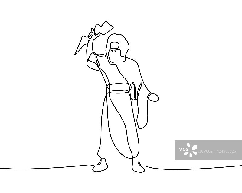 宙斯极简风格单线连续画图片素材