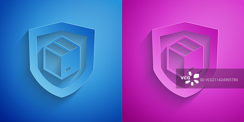 带有盾牌的剪纸交付安全图标图片素材