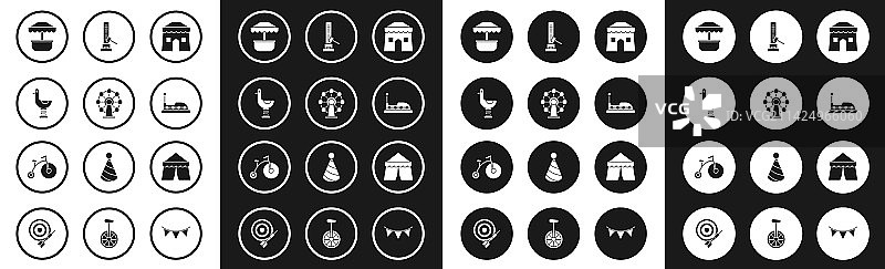 马戏团帐篷，摩天轮，骑 Kids 鸭子图片素材