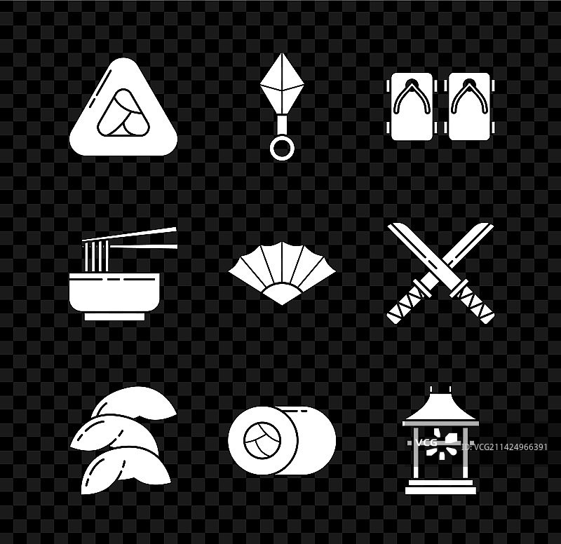 寿司日本忍者手里剑木屐套装图片素材