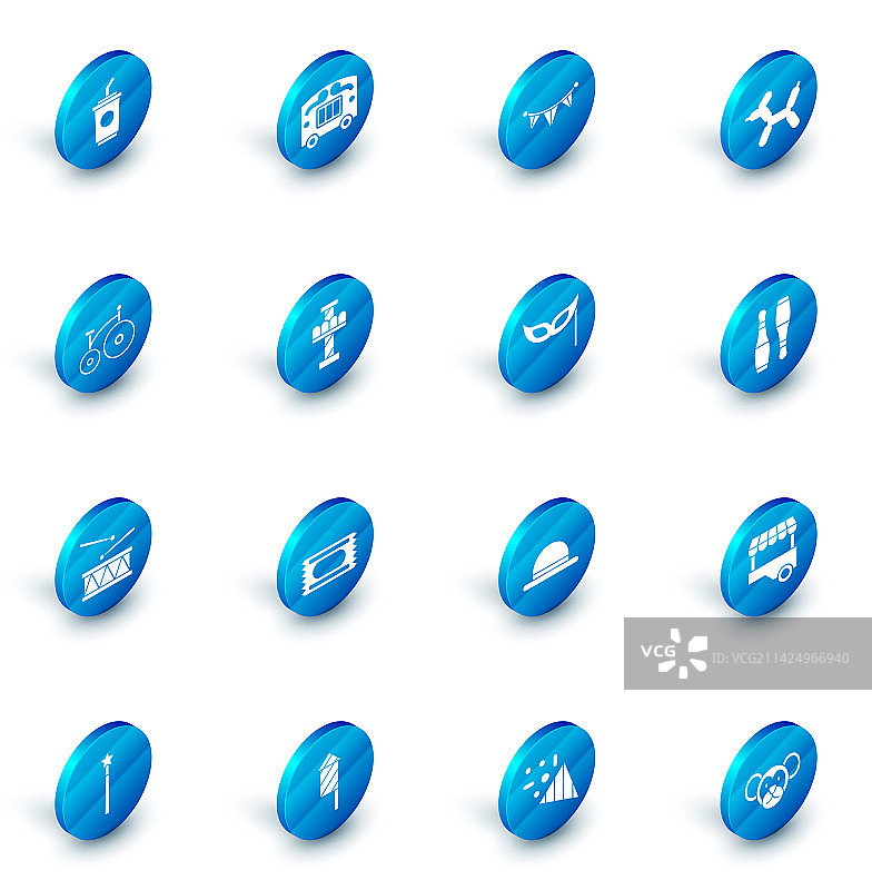 马戏团车厢、嘉年华彩带和旗帜图片素材