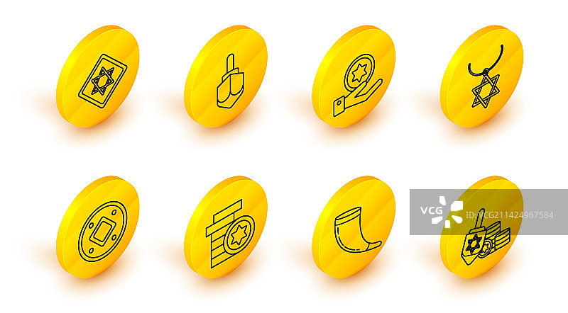 犹太教光明节陀螺和金币图片素材