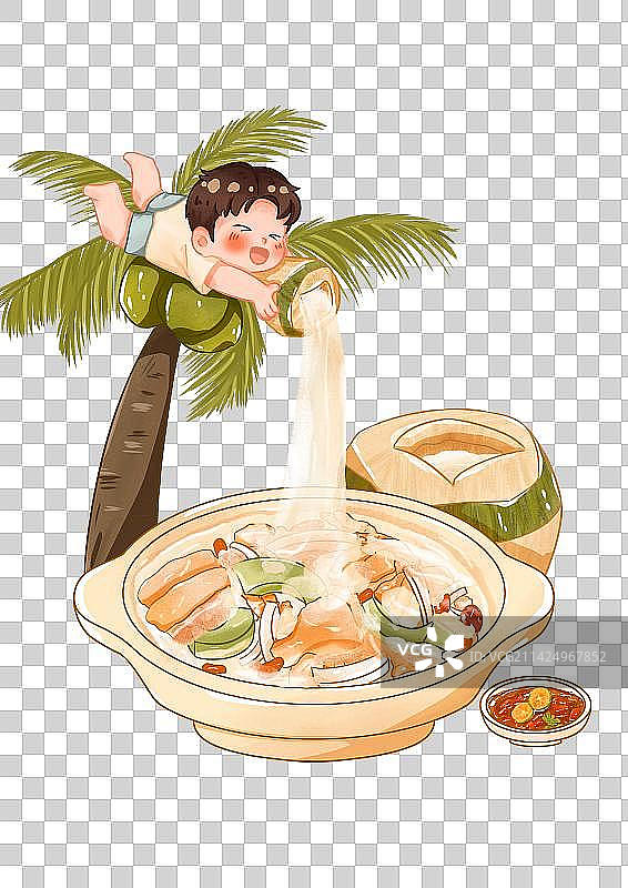 椰子鸡插画元素免抠图片素材