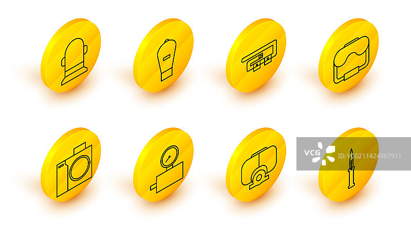 潜水装备套装：刀具、面罩、压力表、秤图片素材