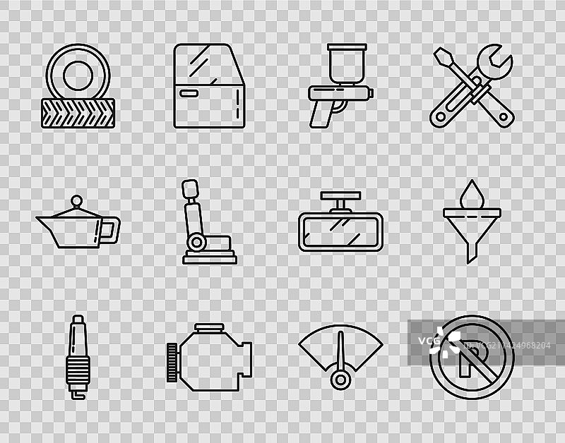 汽车火花塞禁止停车标志线条图标图片素材