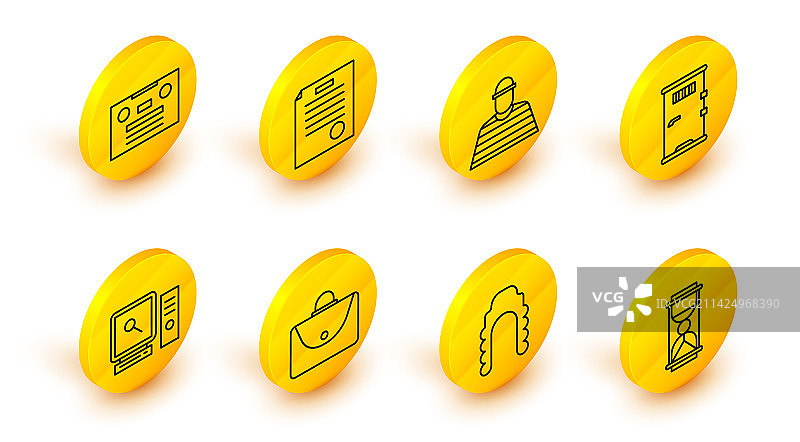 沙漏与法官假发线条组合图片素材