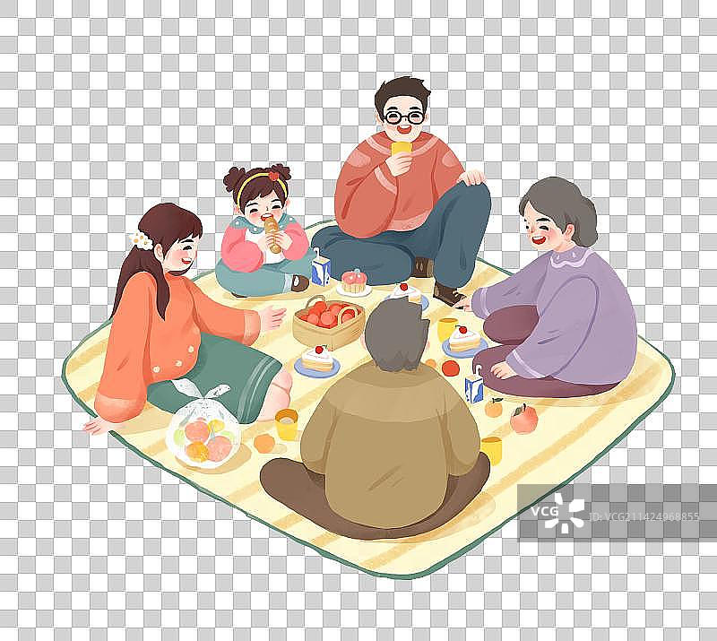 春天露营插画元素人物场景图片素材