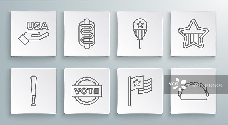 棒球、球棒、热狗、三明治投票图标图片素材