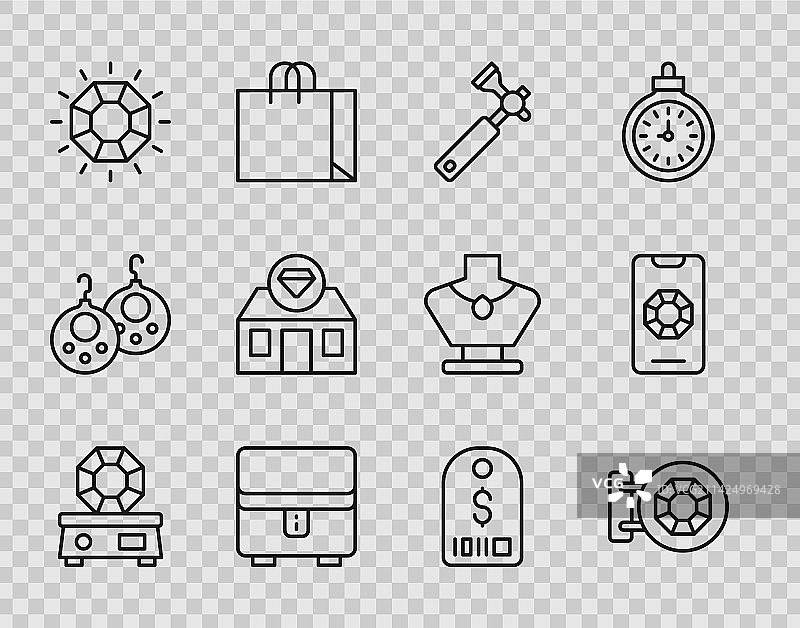 成套线性宝石、珠宝店、珠宝商放大镜图片素材