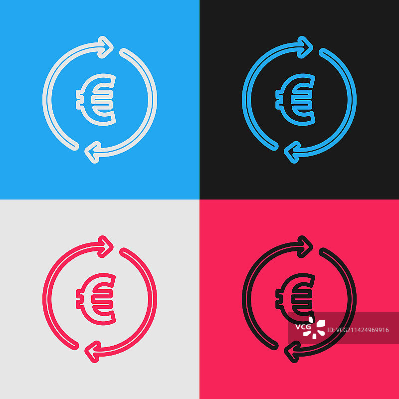 波普艺术风格欧元硬币图标图片素材
