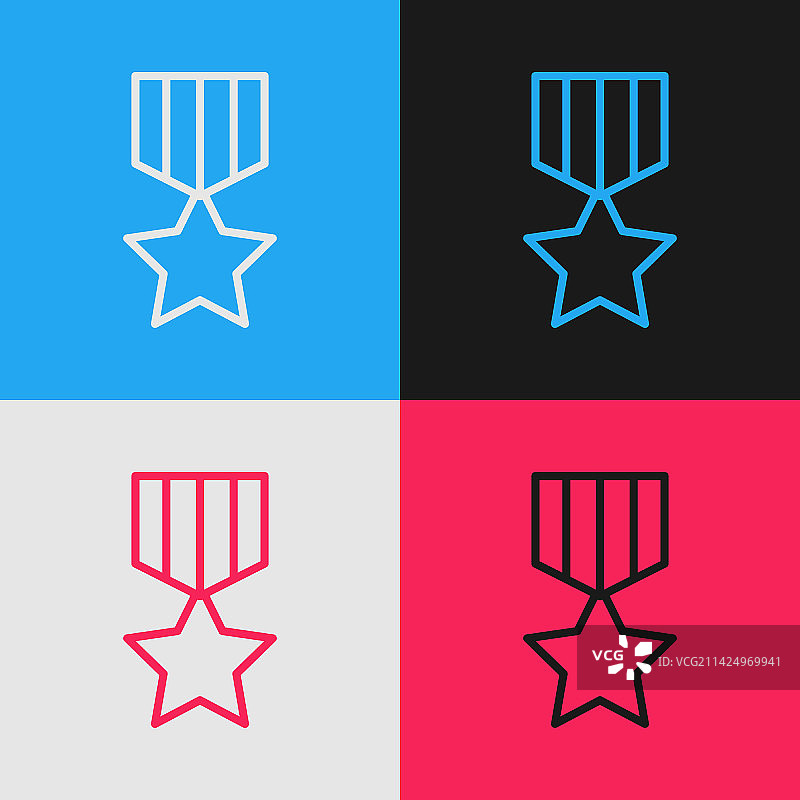 波普艺术线条军功奖章图标图片素材