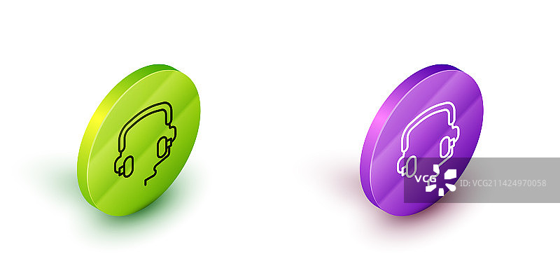 2.5D线条耳机图标，白色背景图片素材