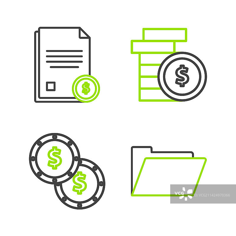 美元硬币文件夹线性文档图片素材