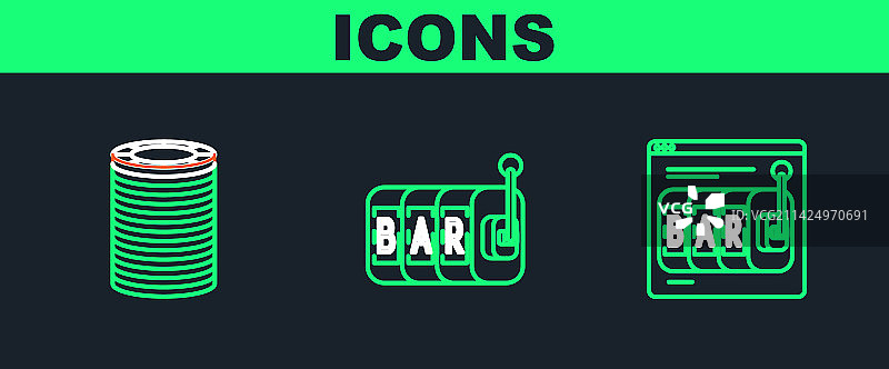 在线老虎机和赌场筹码图案图片素材