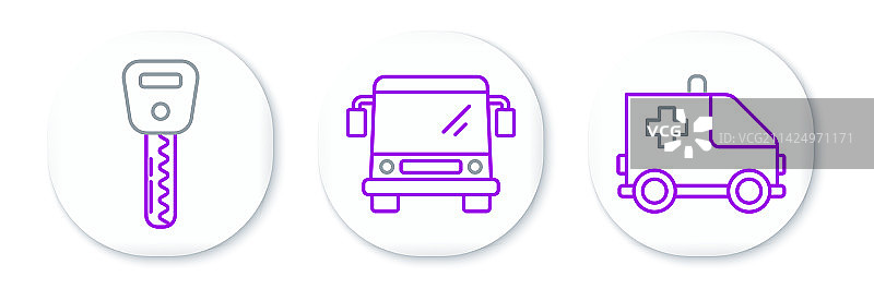 救护车急救车汽车钥匙线条图标图片素材