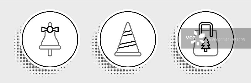 圣诞购物袋、节日快乐和铃铛图案图片素材