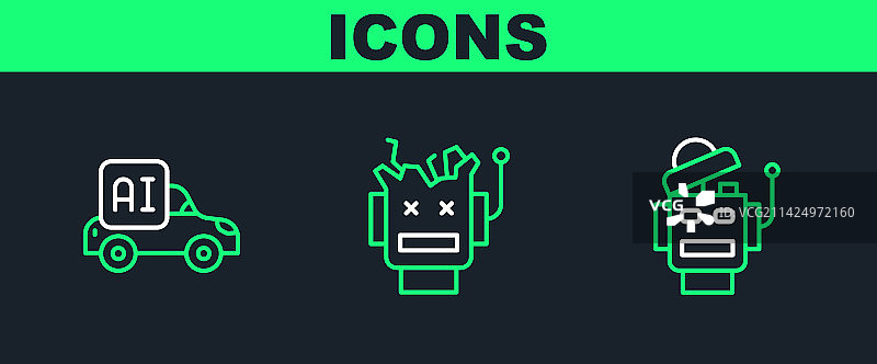 机器人、自动驾驶汽车与损坏图片素材