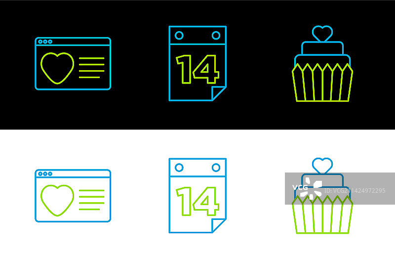 婚礼蛋糕与心形约会App图片素材