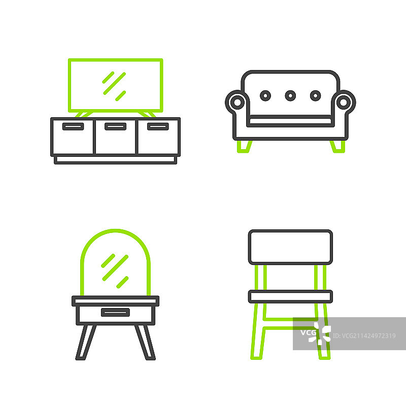 线条椅子梳妆台沙发和电视柜图片素材