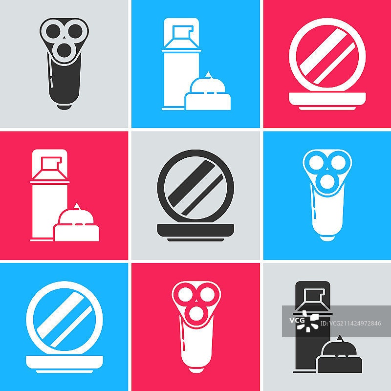 男士电动剃须刀片、剃须啫喱泡沫等组合图片素材