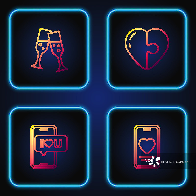 在线约会App聊天手机线条图片素材